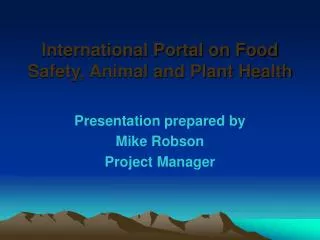 International Portal on Food Safety, Animal and Plant Health