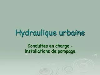 hydraulique urbaine