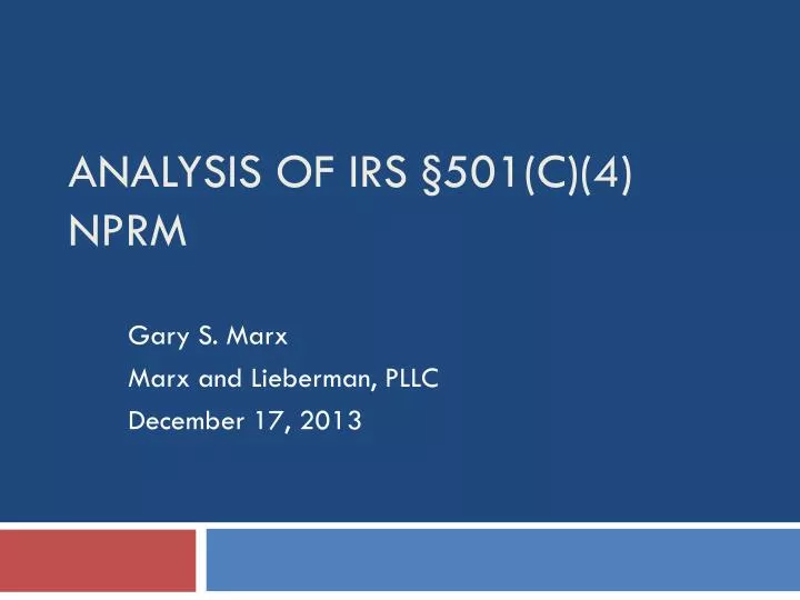 analysis of irs 501 c 4 nprm
