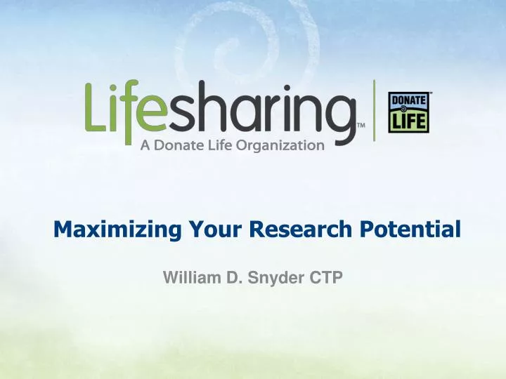 maximizing your research potential