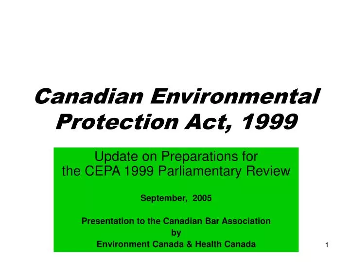 canadian environmental protection act 1999