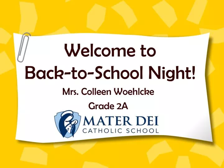 welcome to back to school night