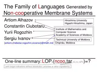 The Family of L anguages Generated by No n -co o perative Membrane Systems