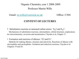 Organic Chemistry year 1 2008-2009