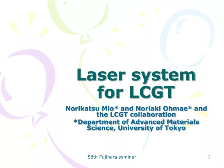 laser system for lcgt