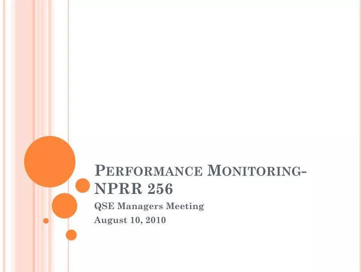 performance monitoring nprr 256
