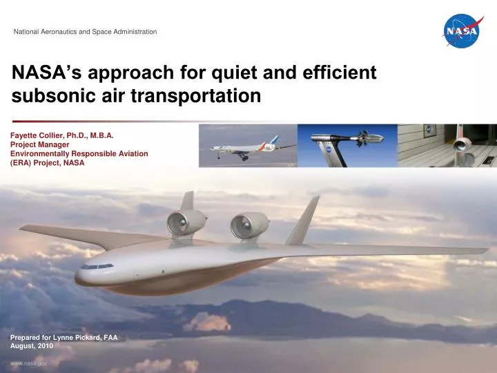 nasa s approach for quiet and efficient subsonic air transportation