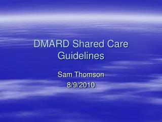 DMARD Shared Care Guidelines