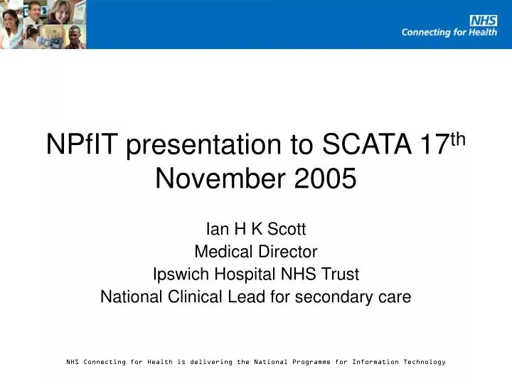 npfit presentation to scata 17 th november 2005