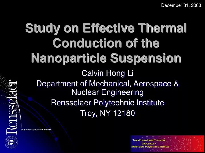 study on effective thermal conduction of the nanoparticle suspension