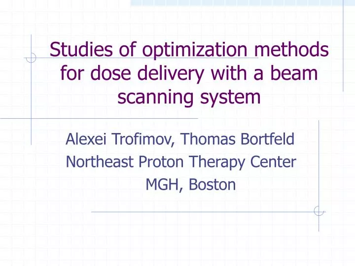studies of optimization methods for dose delivery with a beam scanning system