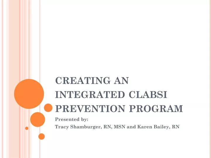 creating an integrated clabsi prevention program