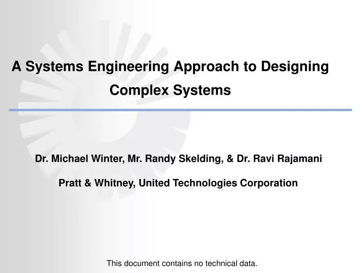 a systems engineering approach to designing complex systems