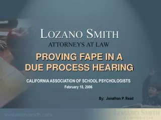 PROVING FAPE IN A DUE PROCESS HEARING