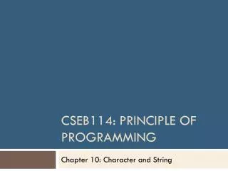 CSEB114: Principle of programming