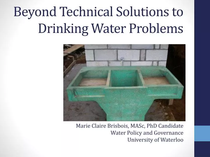 beyond technical solutions to drinking water problems
