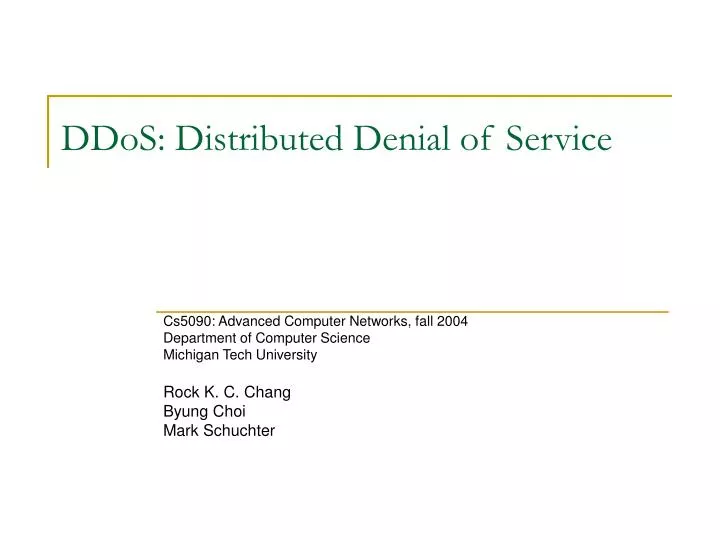 ddos distributed denial of service