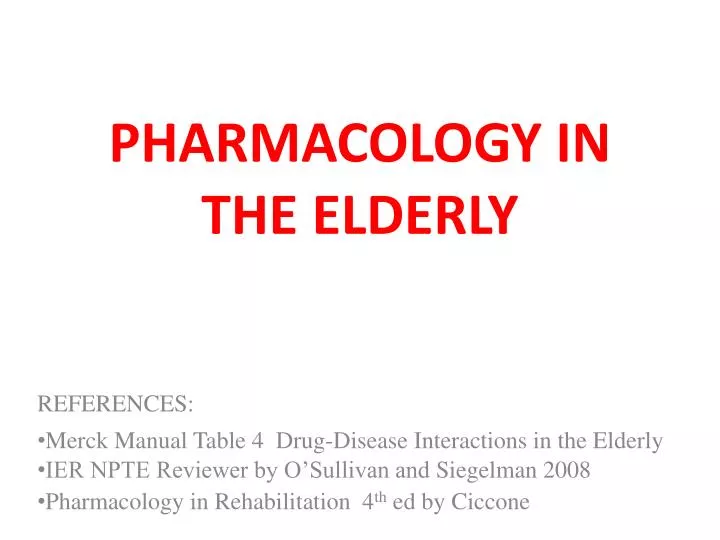 pharmacology in the elderly