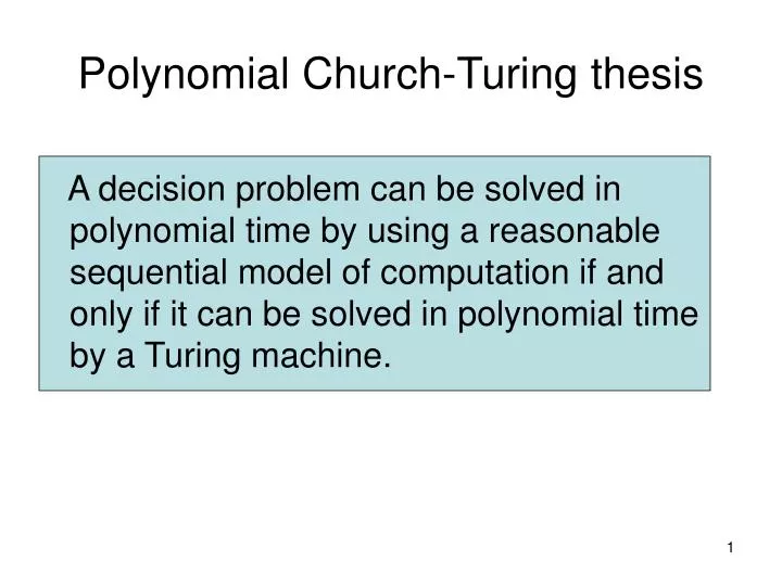 polynomial church turing thesis