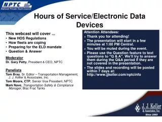 Hours of Service/Electronic Data Devices