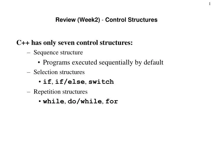 review week2 control structures