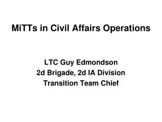 MiTTs in Civil Affairs Operations