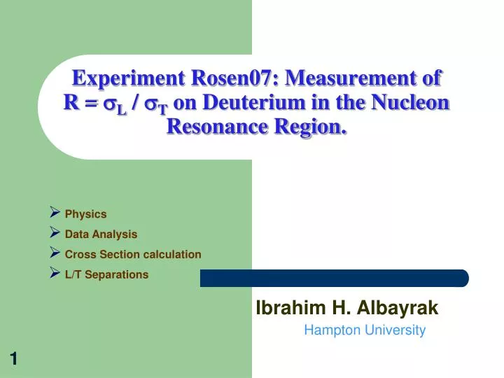 experiment rosen07 measurement of r s l s t on deuterium in the nucleon resonance region