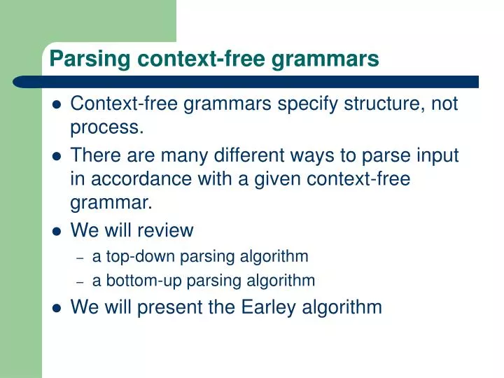 parsing context free grammars