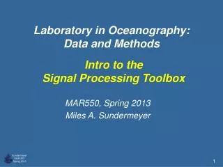 Laboratory in Oceanography: Data and Methods