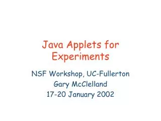 Java Applets for Experiments