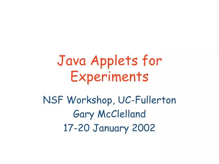 java applets for experiments