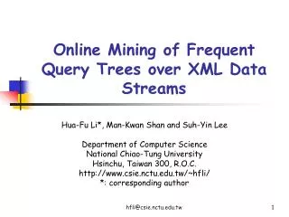 Online Mining of Frequent Query Trees over XML Data Streams