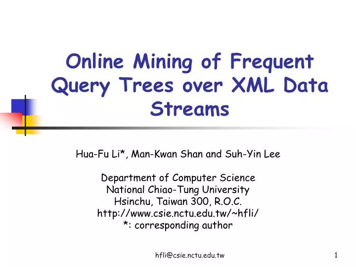 online mining of frequent query trees over xml data streams