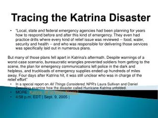 Tracing the Katrina Disaster
