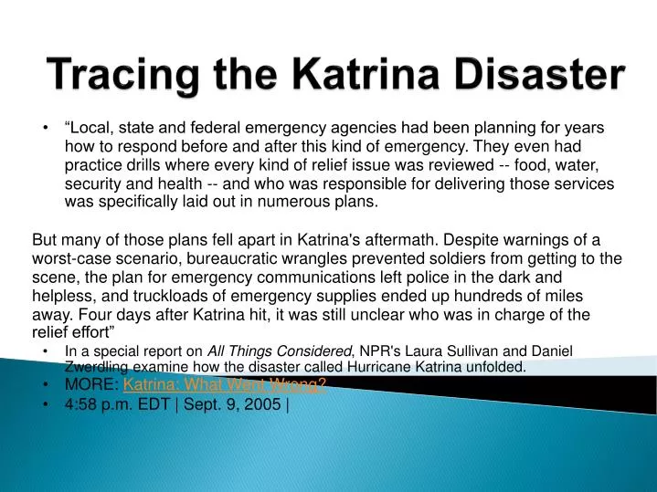tracing the katrina disaster