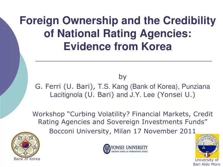 foreign ownership and the credibility of national rating agencies evidence from korea