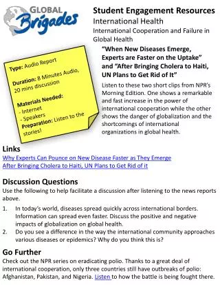 Student Engagement Resources International Health