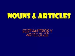 NOUNS &amp; ARTICLES