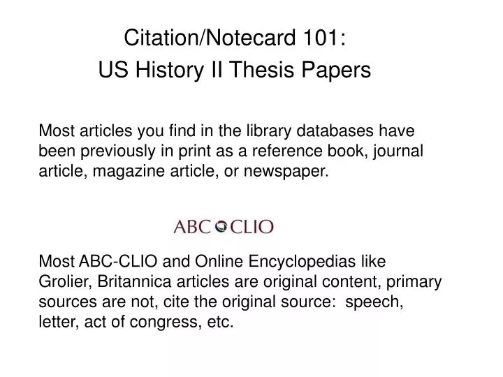 citation notecard 101 us history ii thesis papers