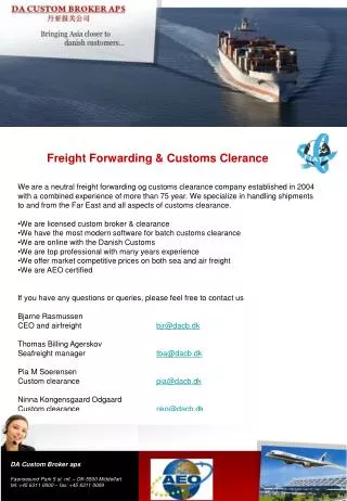 Freight Forwarding &amp; Customs Clerance