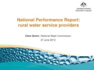 National Performance Report: rural water service providers