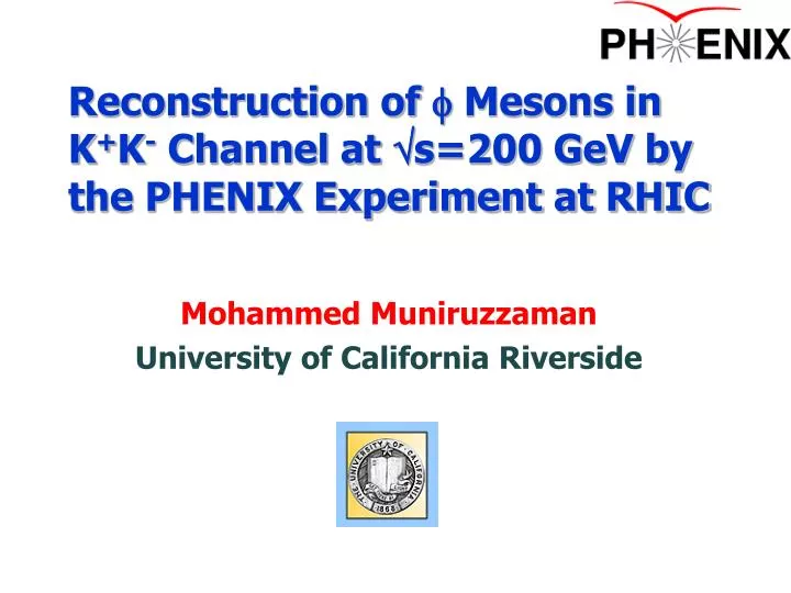 reconstruction of f mesons in k k channel at s 200 gev by the phenix experiment at rhic
