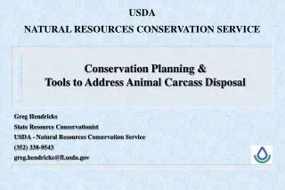 Conservation Planning &amp; Tools to Address Animal Carcass Disposal