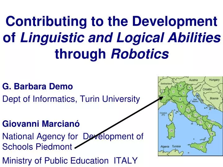 contributing to the development of linguistic and logical abilities through robotics