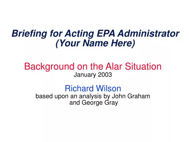 briefing for acting epa administrator your name here