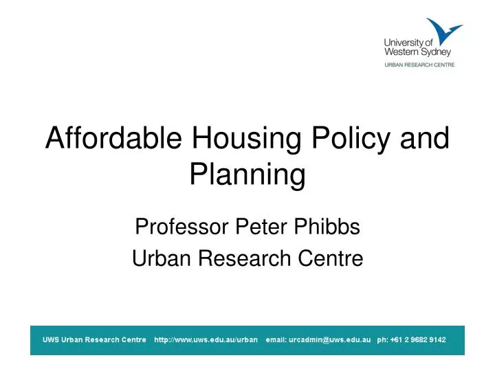 affordable housing policy and planning