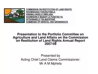 FOREWORD: Minister for Agriculture and Land Affairs