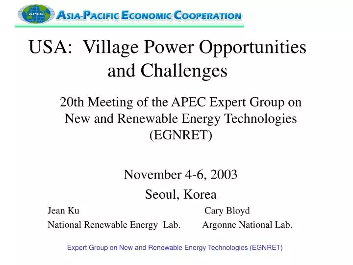 usa village power opportunities and challenges