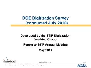 DOE Digitization Survey (conducted July 2010)