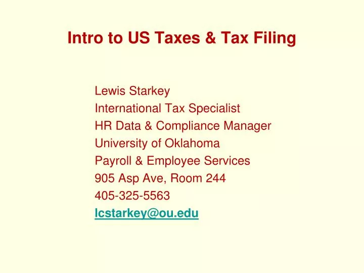 intro to us taxes tax filing